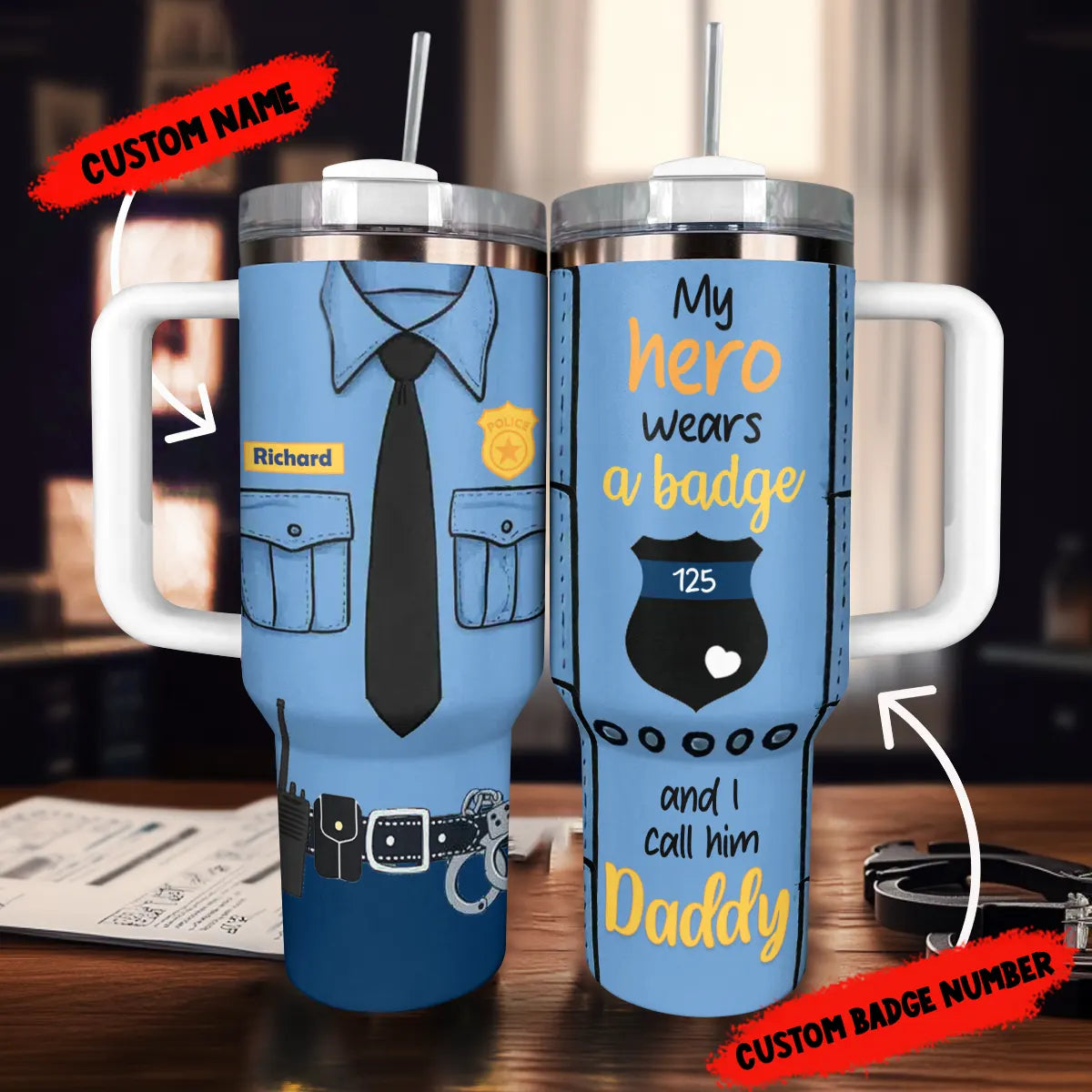 Shineful Tumbler Personalized Police: My Hero