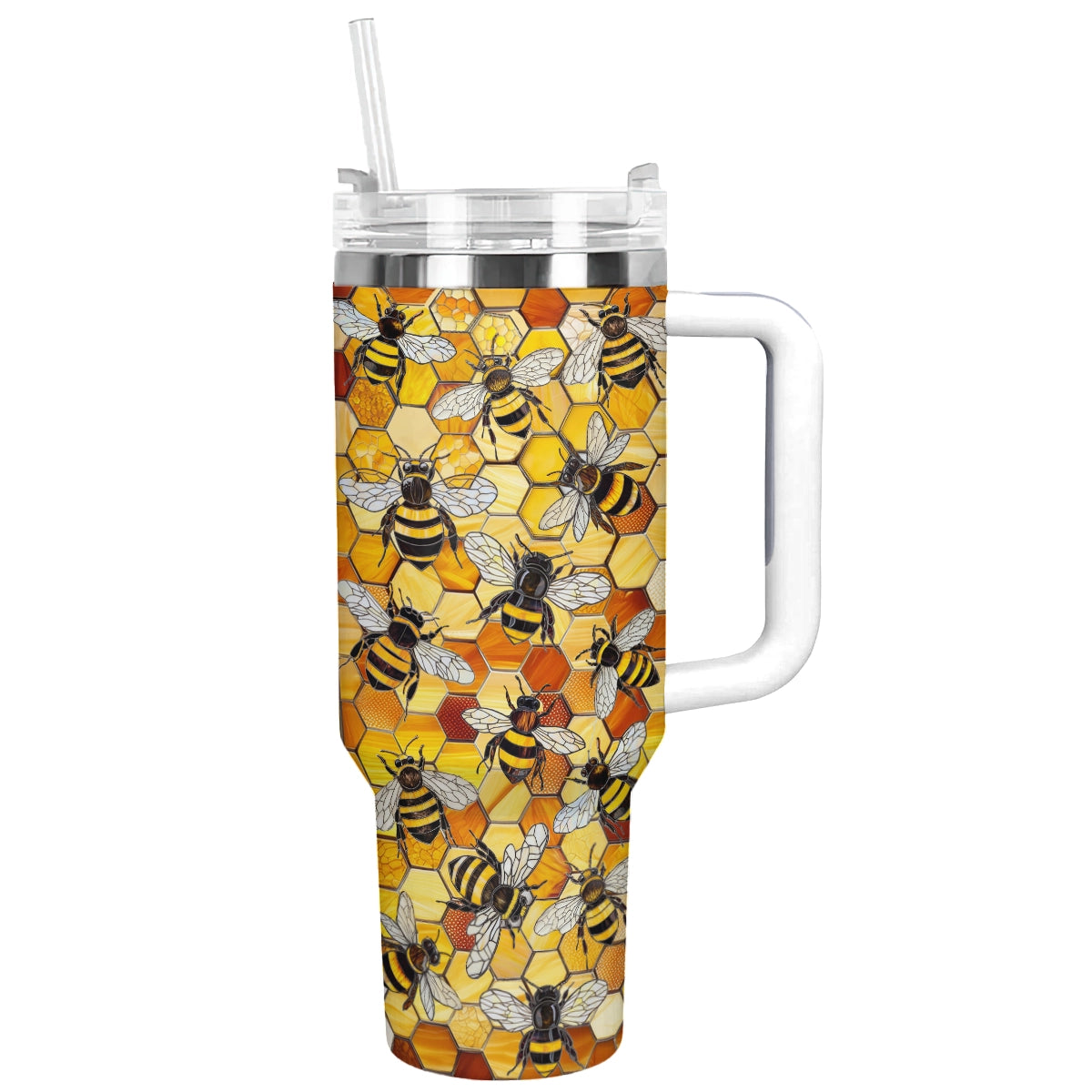 Shineful Glossy Tumbler Stained Glass Art Bee