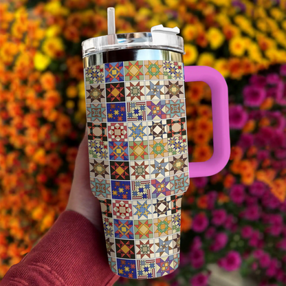 Shineful Tumbler Quilting Colorful Quilt Block