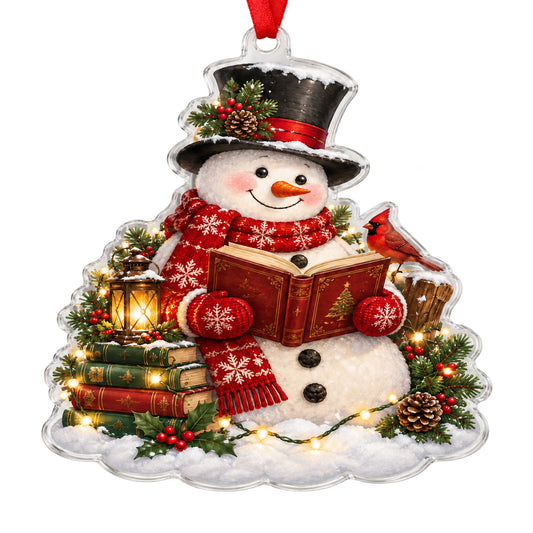 Shineful Reading Snowman 2D Acrylic Ornament