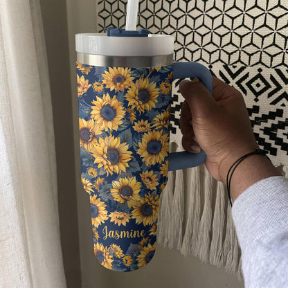 Shineful Tumbler Personalized Sunflower Majesty