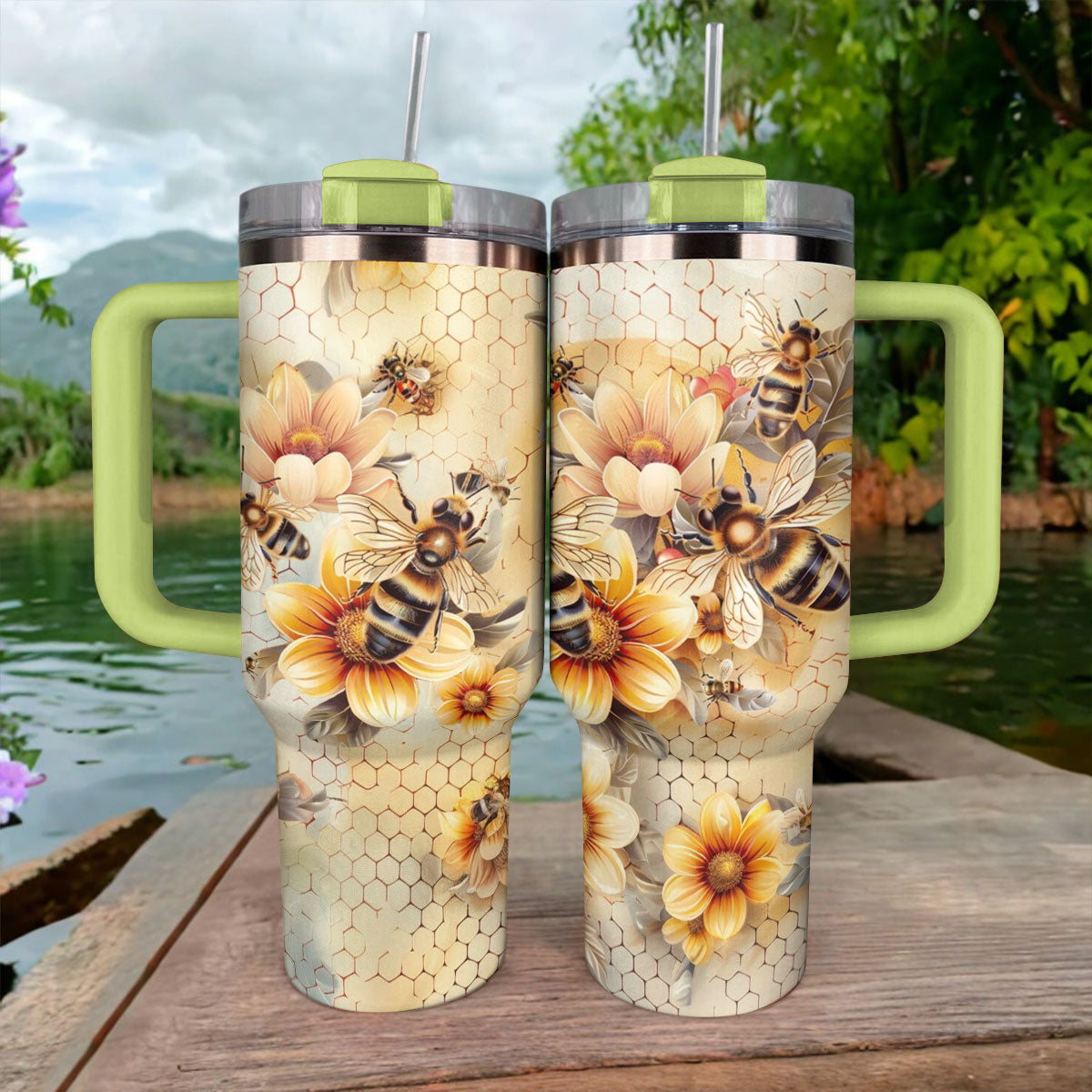 Shineful Tumbler Floral Bees Ver2