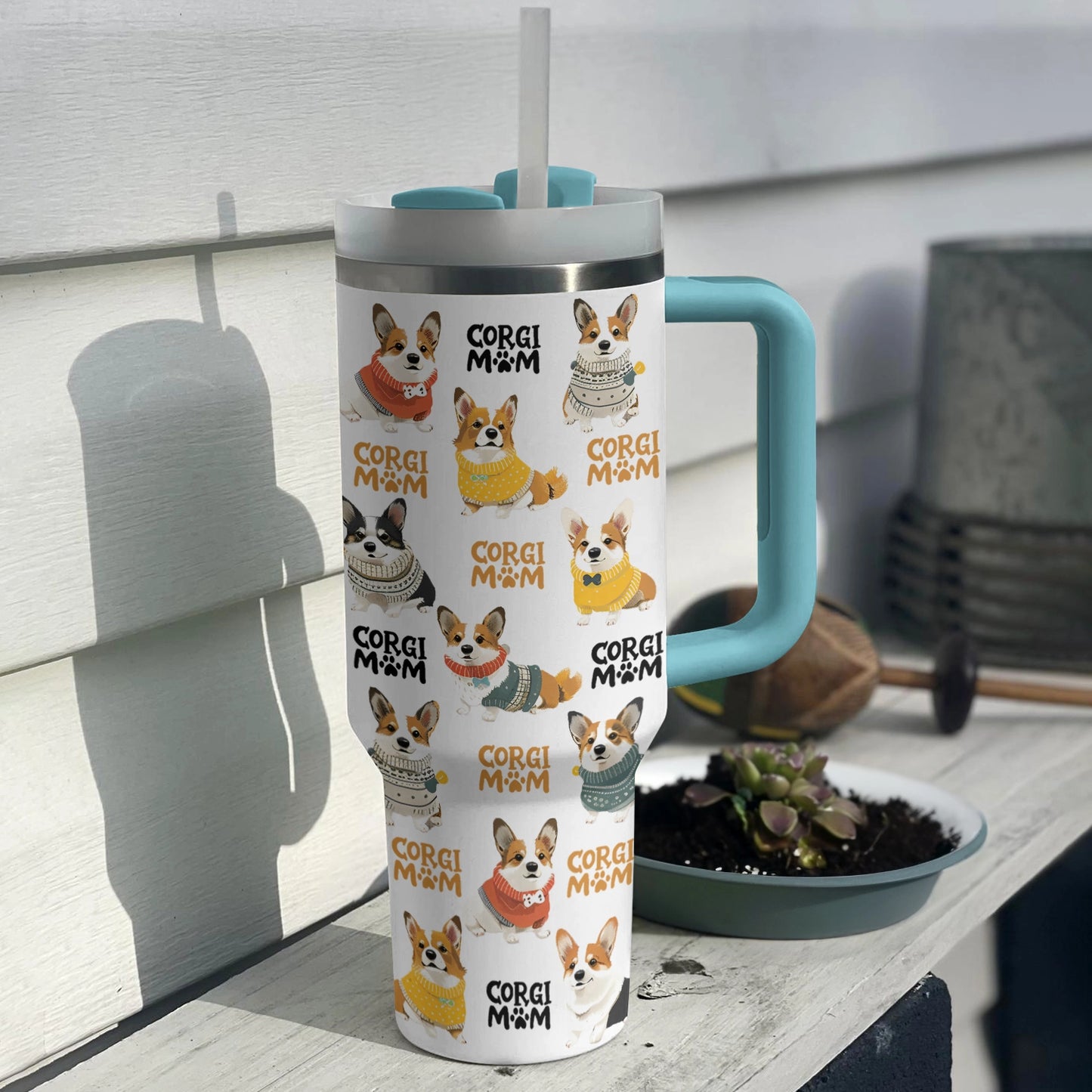 Shineful Tumbler Delight Colorful Corgi Mom