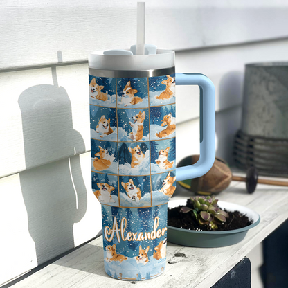 Shineful Personalized Tumbler Corgi Winter Wonderland