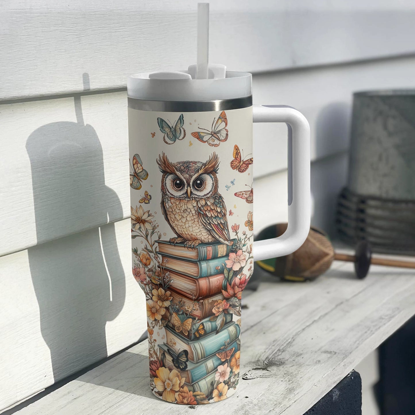 Shineful Tumbler Bookish Owl