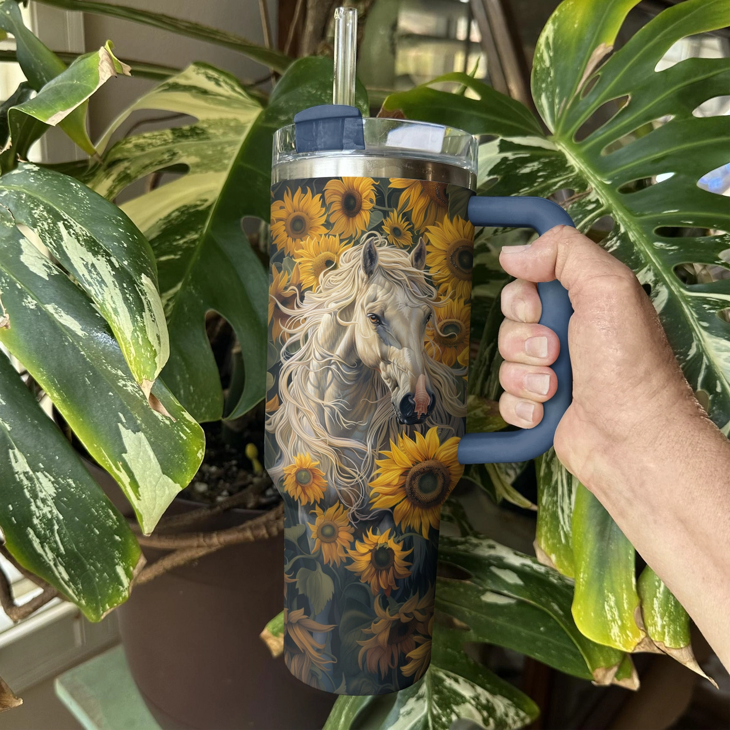 Shineful Tumbler Radiant Horse & Sunflowers