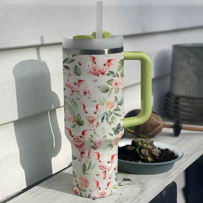 Shineful Tumbler Piglet Green Roses