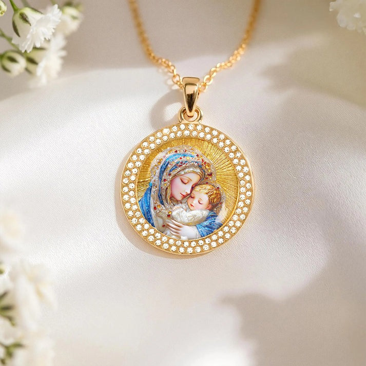 Shineful Virgin Mary Pendant Necklace Holy Embrace