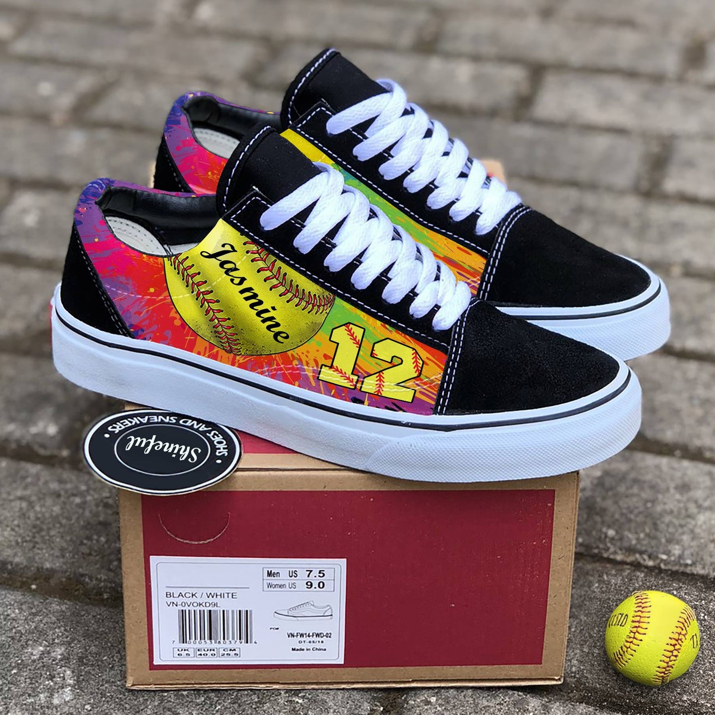 Shineful Sneakers Personalized Colorful Softball