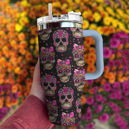 Skull 40 Oz Shineful™ Tumbler Happy Valentines Skulls Tl10 Sky Blue 40Oz
