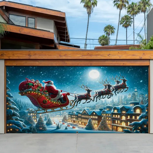 Shineful Garage Door Banner Decoration Santa's Magical Sleigh Ride