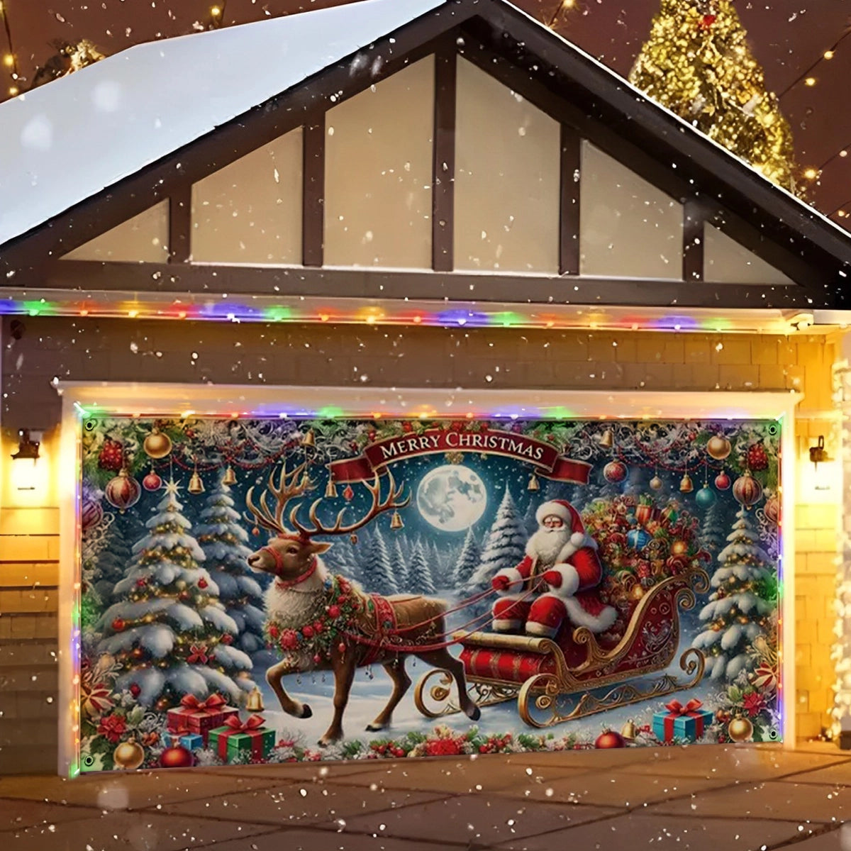 Shineful Garage Door Banner Decoration Christmas Eve Sleigh Ride