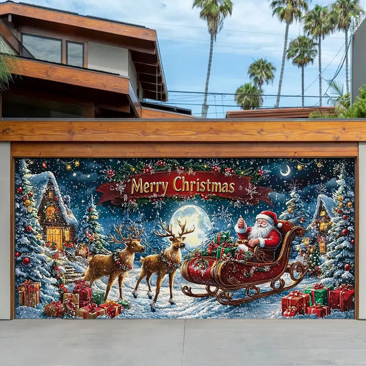 Shineful Garage Door Banner Decoration Santa’s Magical Enchanted