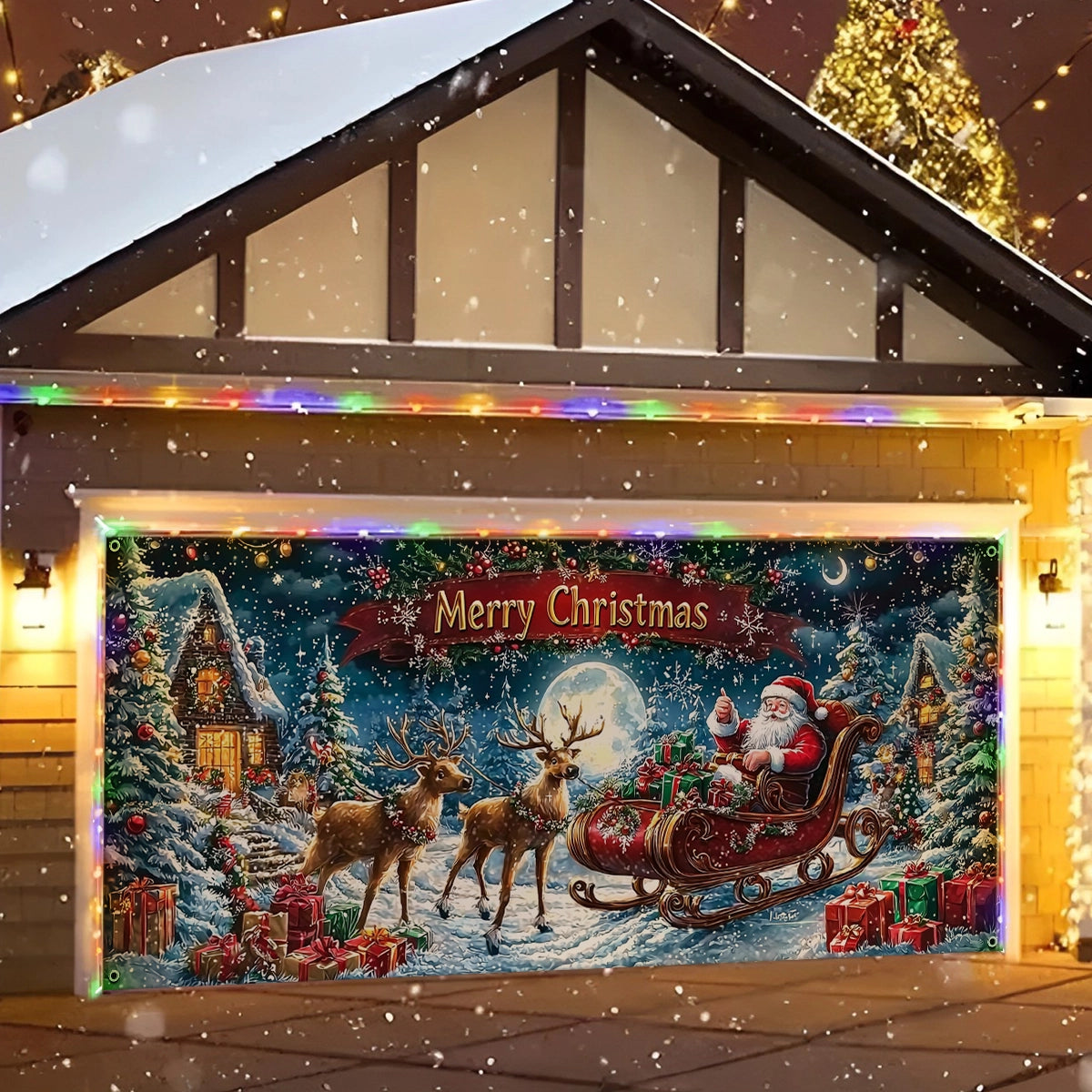 Shineful Garage Door Banner Decoration Santa’s Magical Enchanted