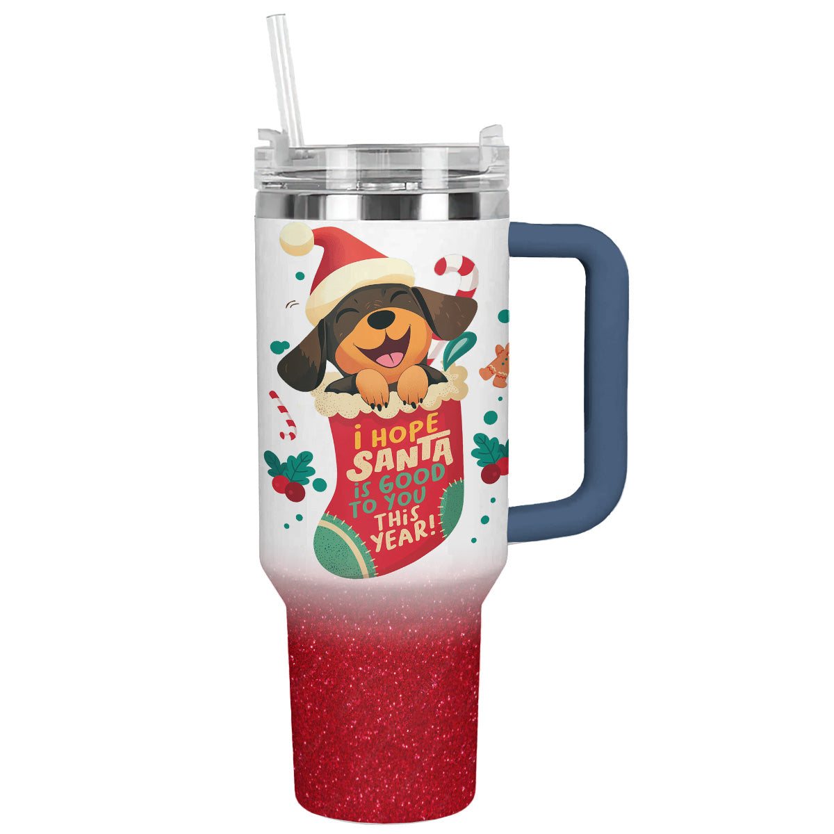 Shineful Tumbler Santa's Puppy Delight