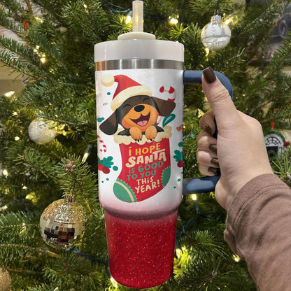 Shineful Tumbler Santa's Puppy Delight
