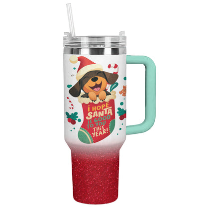 Shineful Tumbler Santa's Puppy Delight