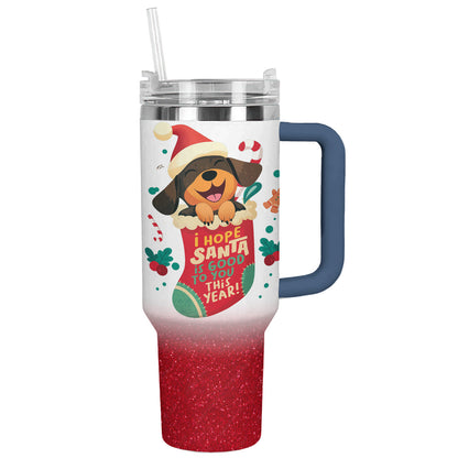 Shineful Tumbler Santa's Puppy Delight
