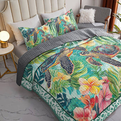 Shineful All Season Quilt 3-Piece Set - Sea Turtle Oasis