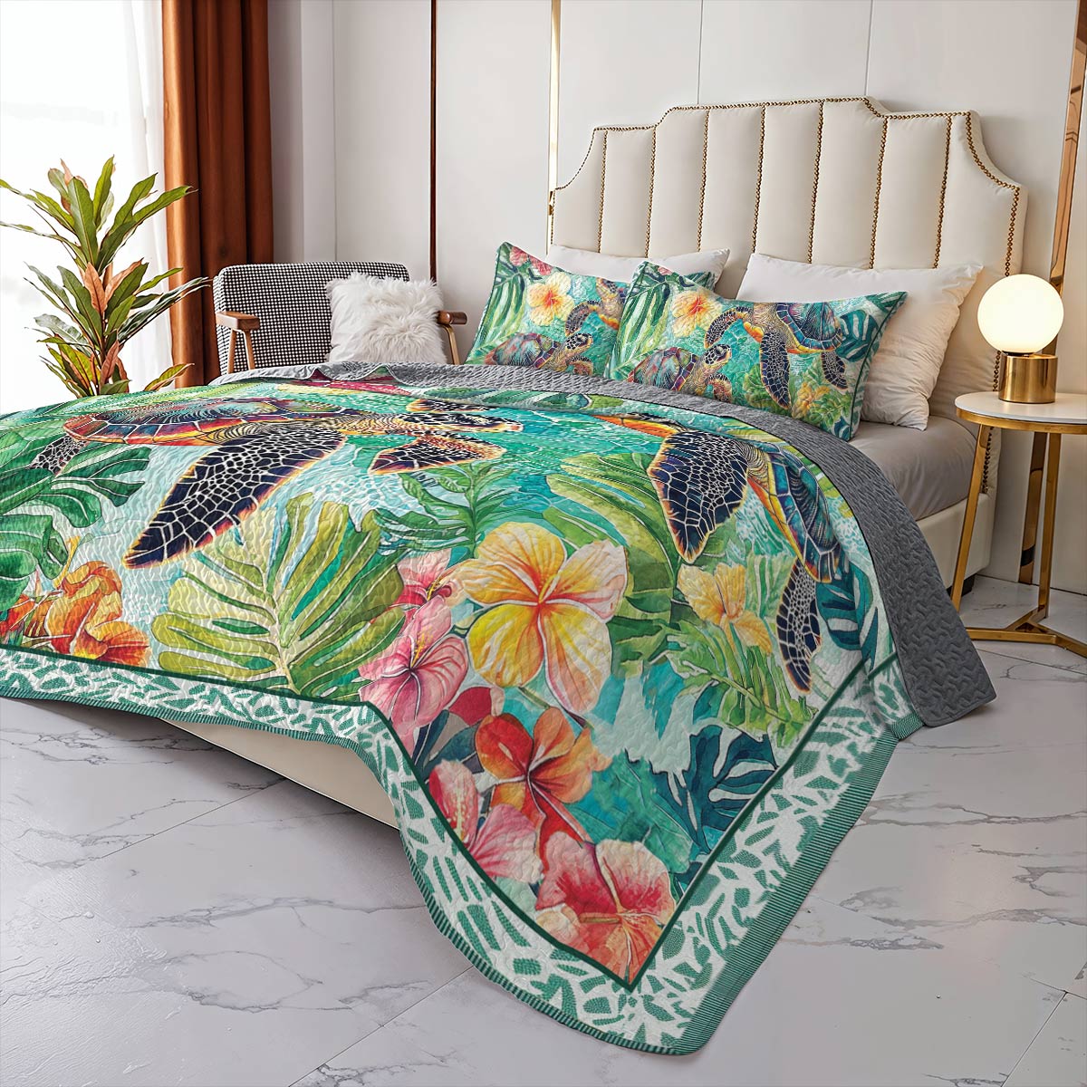 Shineful All Season Quilt 3-Piece Set - Sea Turtle Oasis