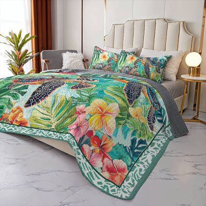 Shineful All Season Quilt 3-Piece Set - Sea Turtle Oasis