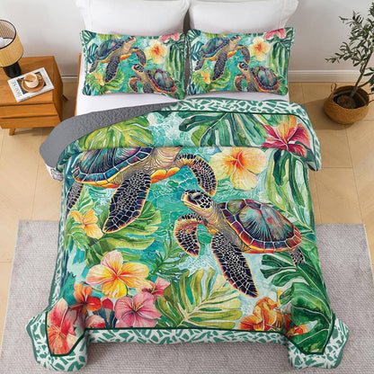 Shineful All Season Quilt 3-Piece Set - Sea Turtle Oasis