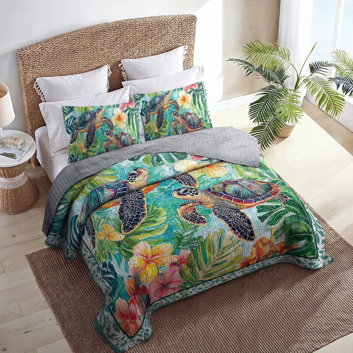 Shineful All Season Quilt 3-Piece Set - Sea Turtle Oasis
