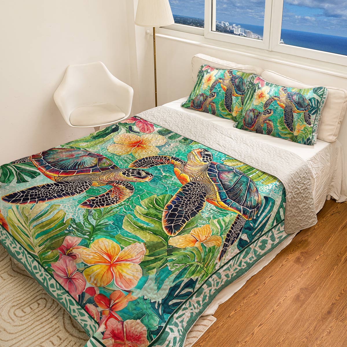 Shineful All Season Quilt 3-Piece Set - Sea Turtle Oasis