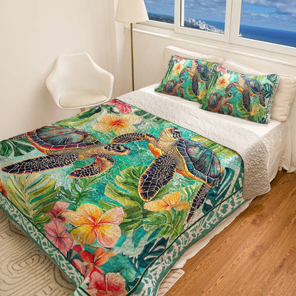 Shineful All Season Quilt 3-Piece Set - Sea Turtle Oasis