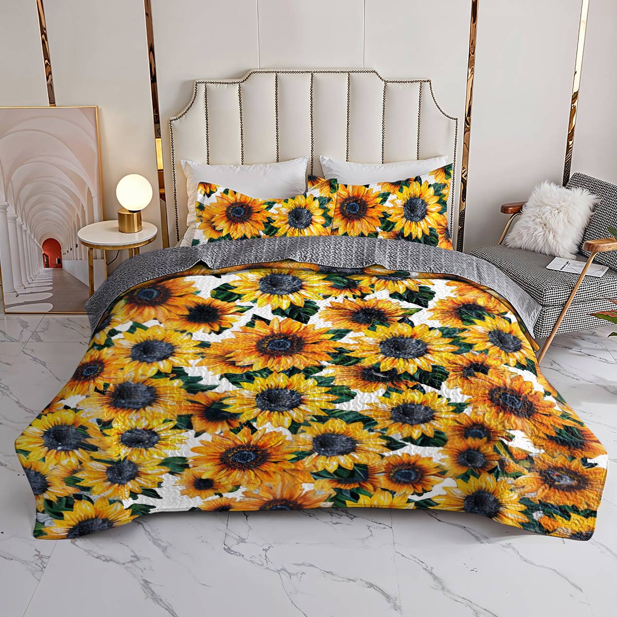 Shineful All Season Quilt 3-Piece Set Splendid Sunflowers