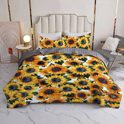 Shineful All Season Quilt 3-Piece Set Splendid Sunflowers