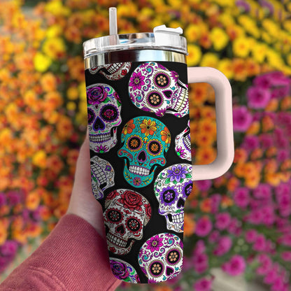 Skull 40 Oz Shineful™ Tumbler Gorgeous Madala Skulls Tl10 Pink 40Oz