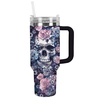 Shineful Tumbler Embraced In Roses Skull
