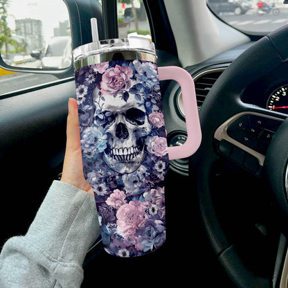 Shineful Tumbler Embraced In Roses Skull