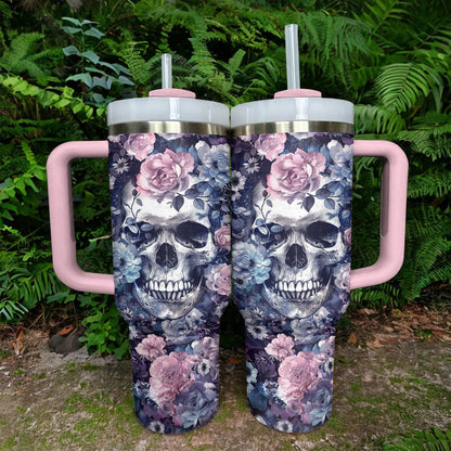 Shineful Tumbler Embraced In Roses Skull