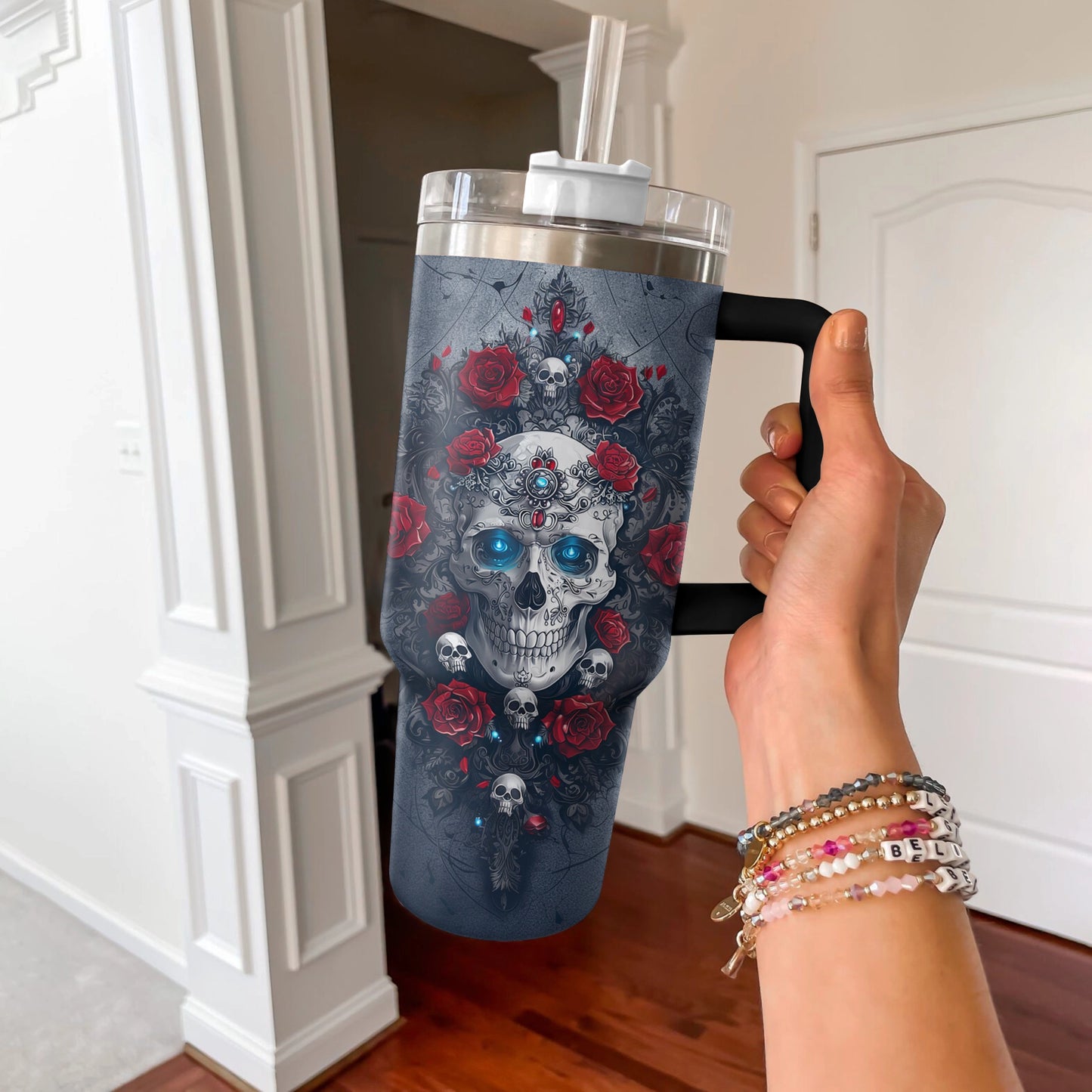 Shineful Tumbler Skull Gothic Rose