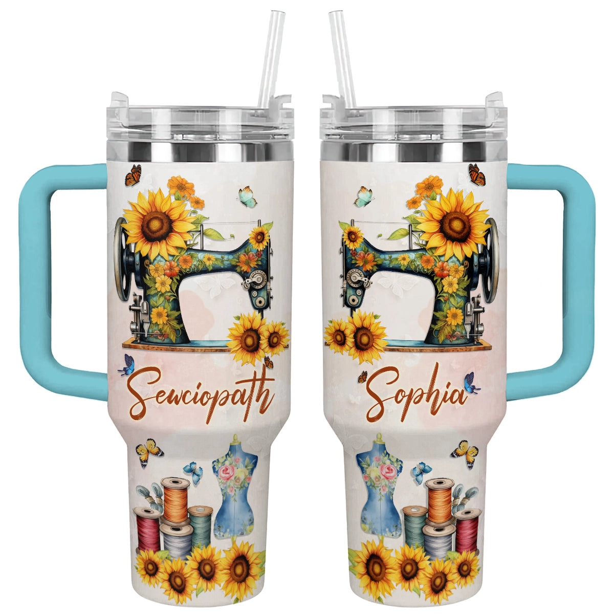 Shineful Tumbler Personalized Sewciopath Sunflower Sewing Machine