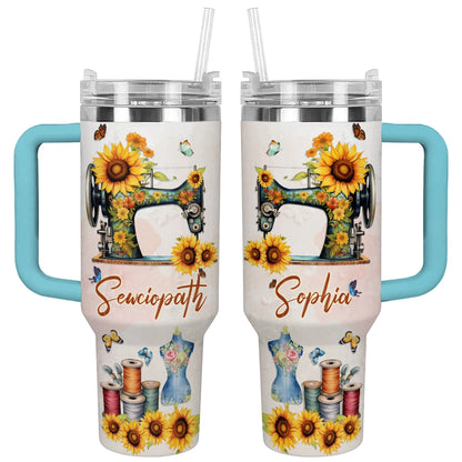Shineful Tumbler Personalized Sewciopath Sunflower Sewing Machine