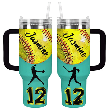 Shineful Tumbler Personalized I Love Softball