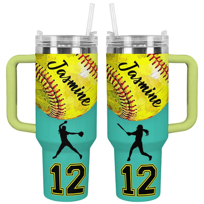 Shineful Tumbler Personalized I Love Softball