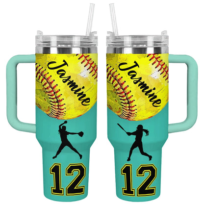Shineful Tumbler Personalized I Love Softball