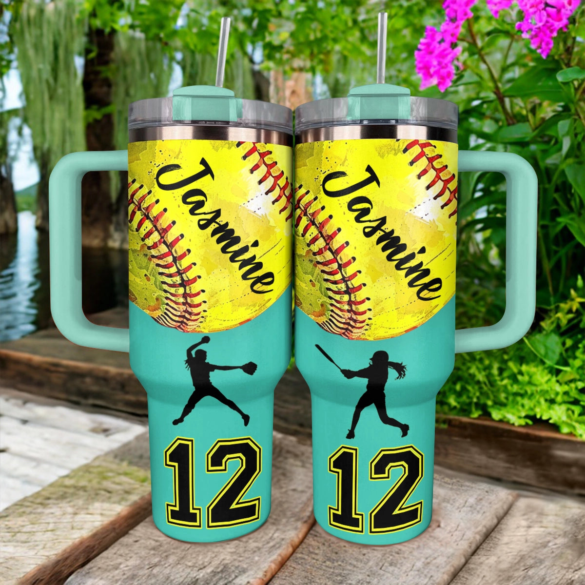 Shineful Tumbler Personalized I Love Softball