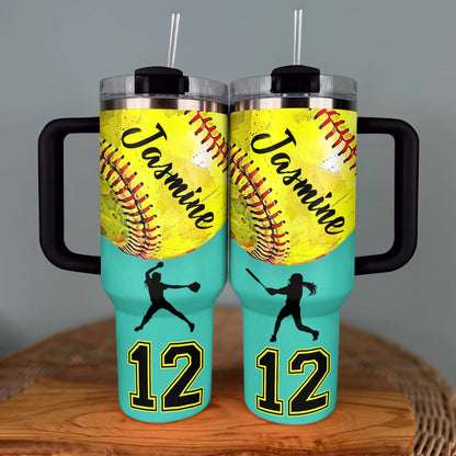 Shineful Tumbler Personalized I Love Softball