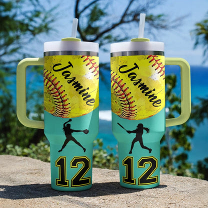 Shineful Tumbler Personalized I Love Softball