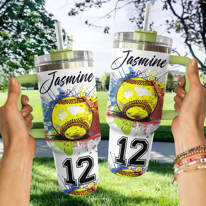 Shineful Tumbler Personalized Splash Softball