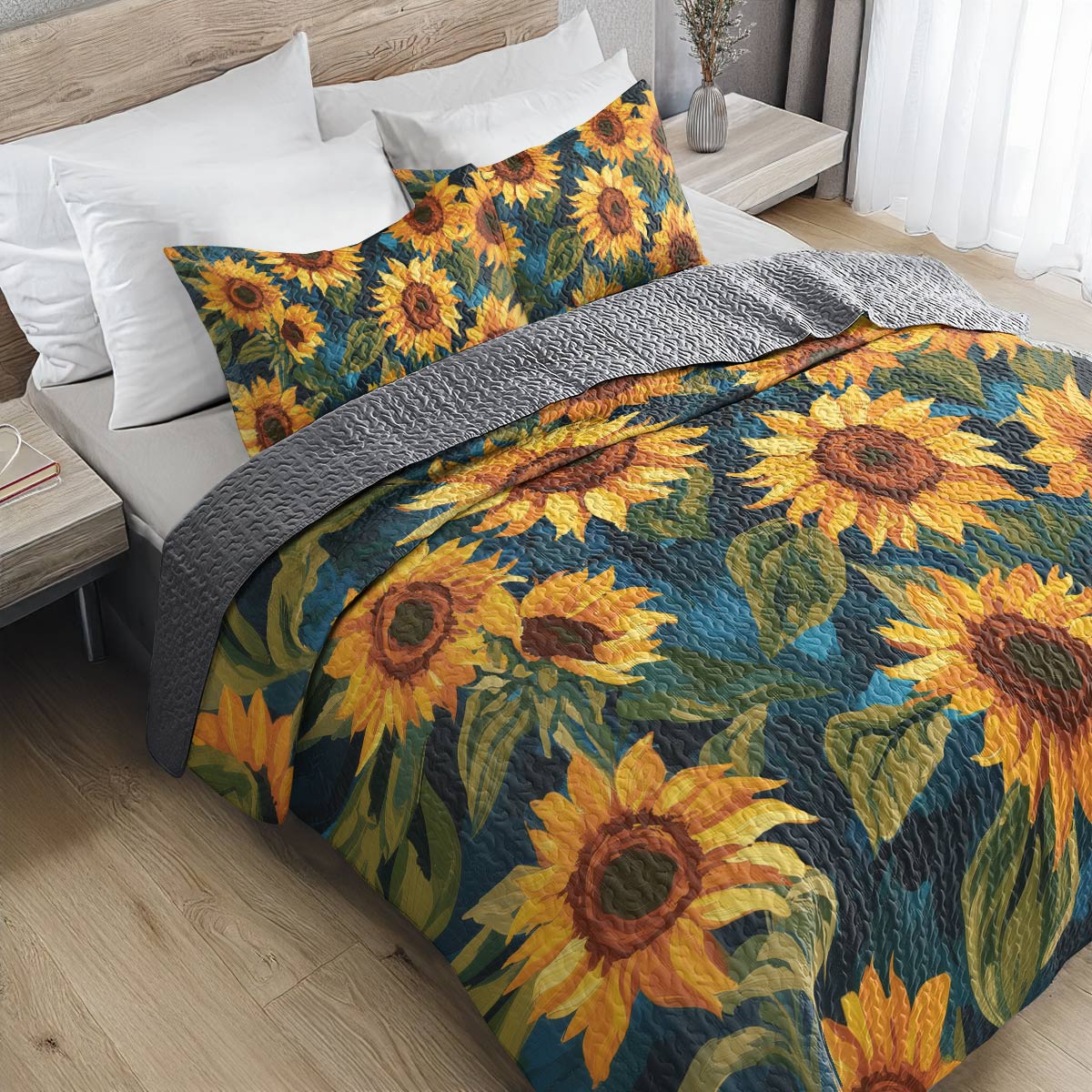 Shineful All Season Quilt 3-Piece Set - Sunflower Dream