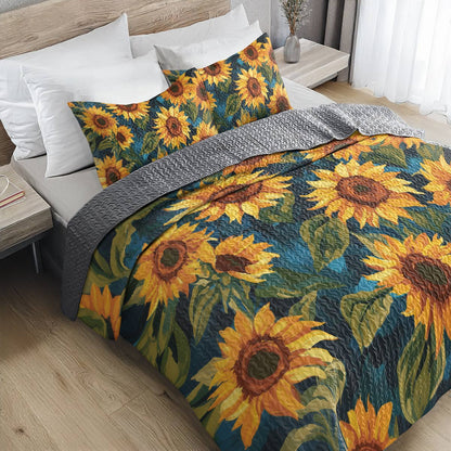 Shineful All Season Quilt 3-Piece Set - Sunflower Dream