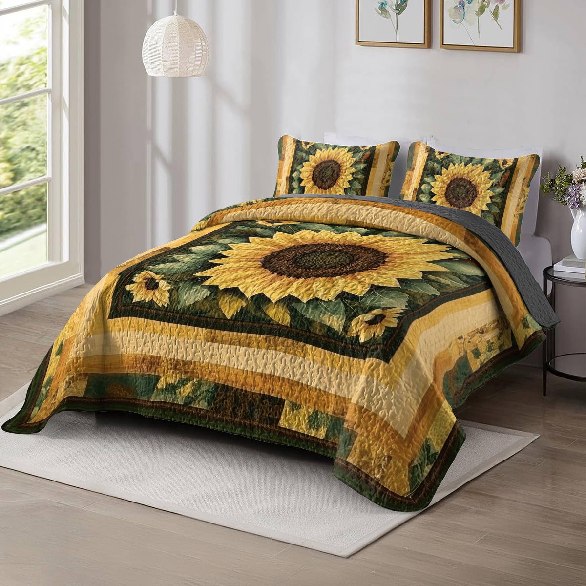 Shineful All Season Quilt 3-Piece Set - Sunflower Serenity