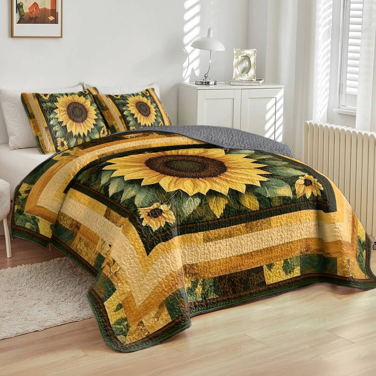 Shineful All Season Quilt 3-Piece Set - Sunflower Serenity
