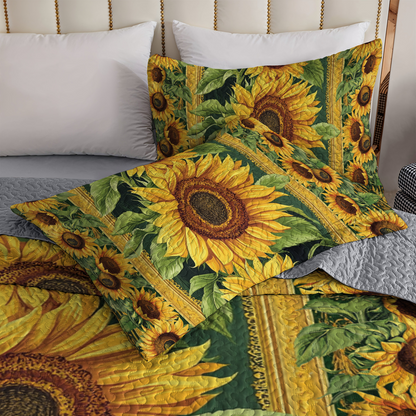 Shineful All Season Quilt 3-Piece Set - Sunflower Bloom Bliss